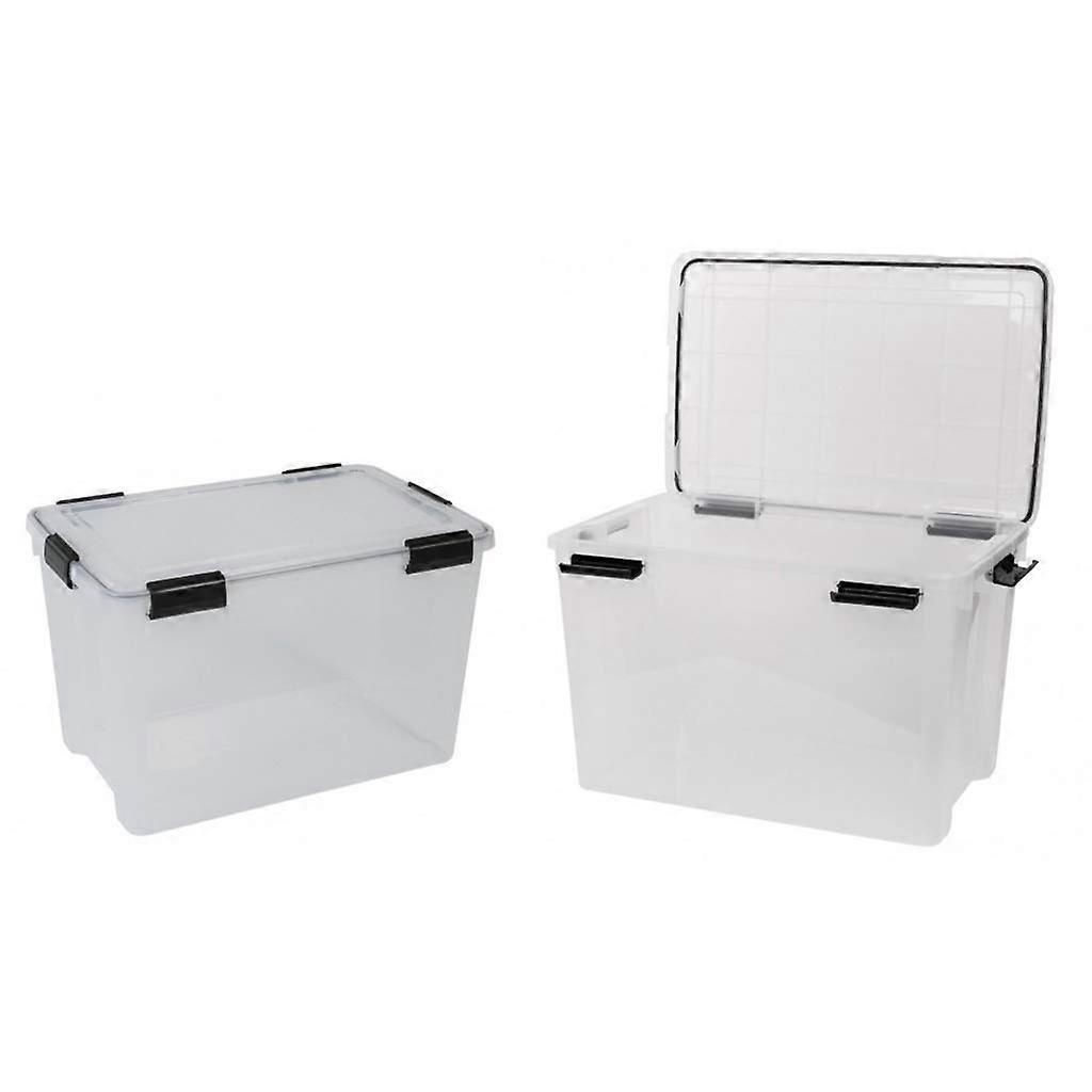 XL Transparent Plastic Storage Box with Sealing Ring, 50 Litre Capacity, Dimensions 59 x 38.5 x 29 cm, Dust and Moisture Resistant