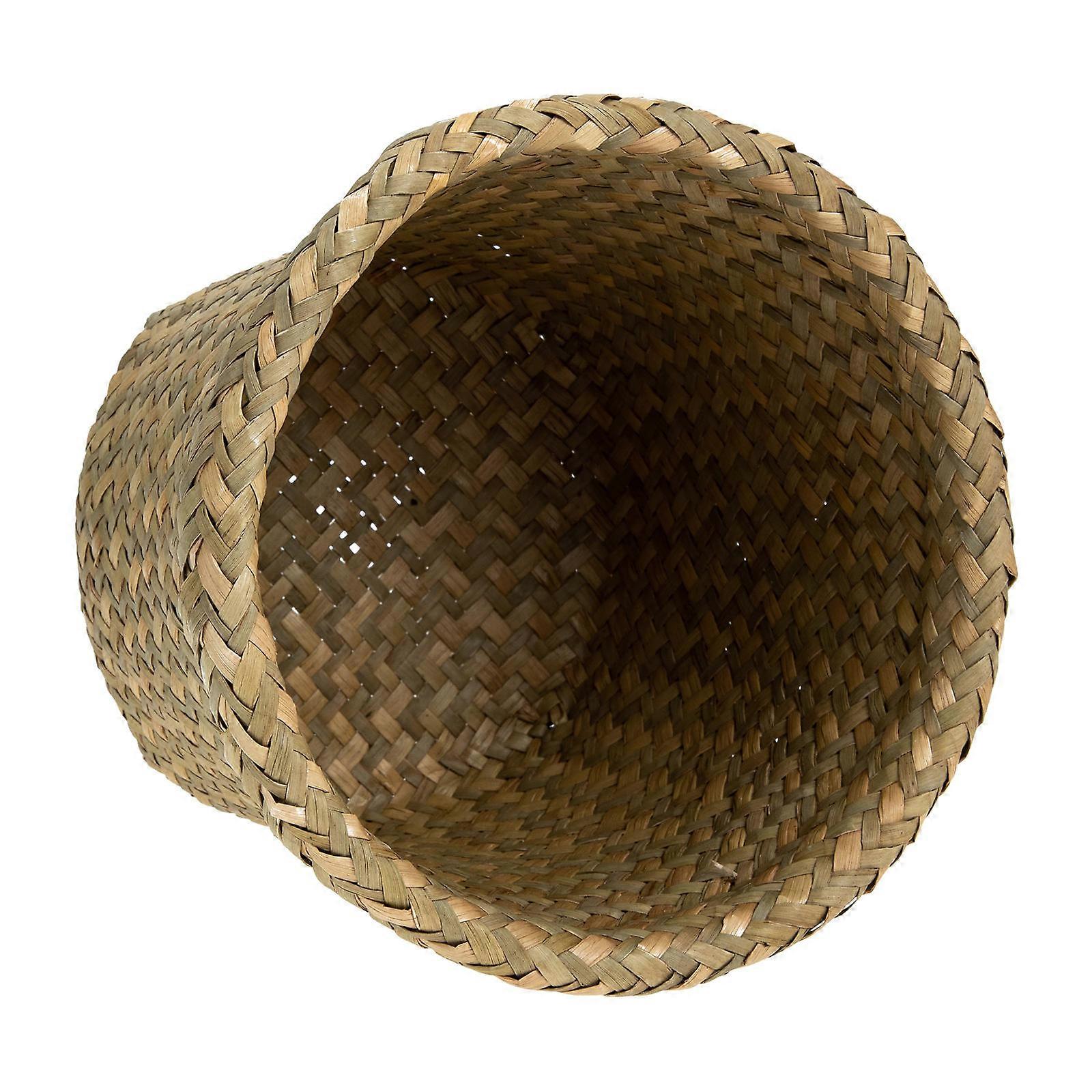 Outdoor Woven Storage Basket, Natural Seaweed Material, Round Design, Safe and Practical for Home, Picnic and Restaurant Use