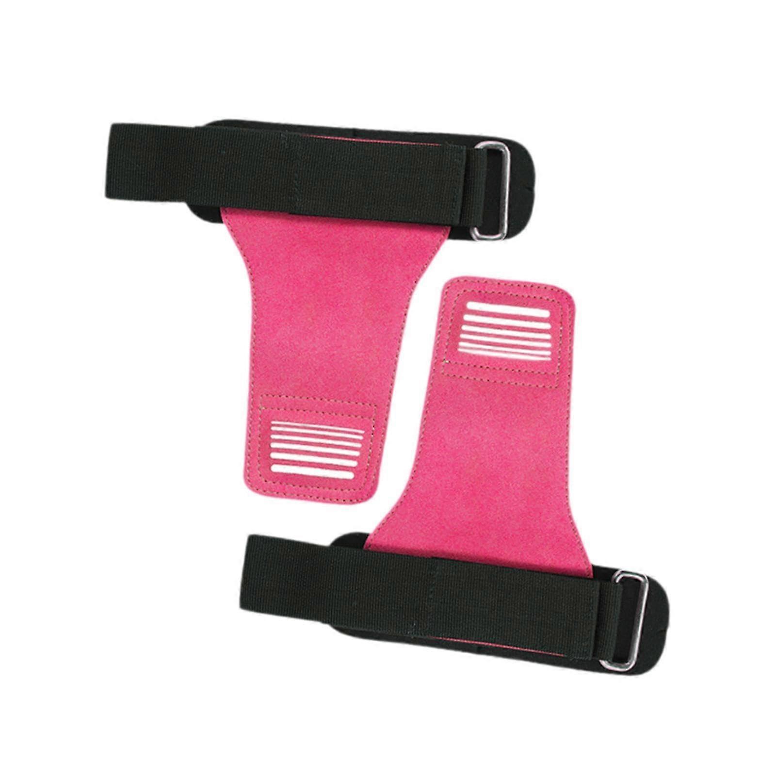 Weightlifting Wrist Straps With Pads For Grip Support Palm Guards Wrist Wraps For Pull Ups And Powerlifting Rose Red