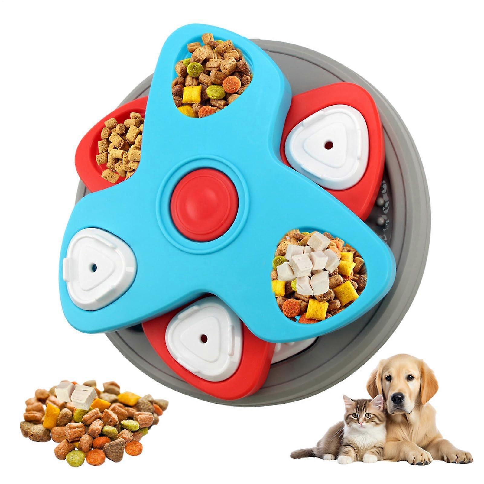 Dog Slow Feeders Cat Food Dispenser Bowls Interactive Food Puzzle Toy Rotating Slow Eating Dog and Cat Bowl for Small, Medium, Large Pets