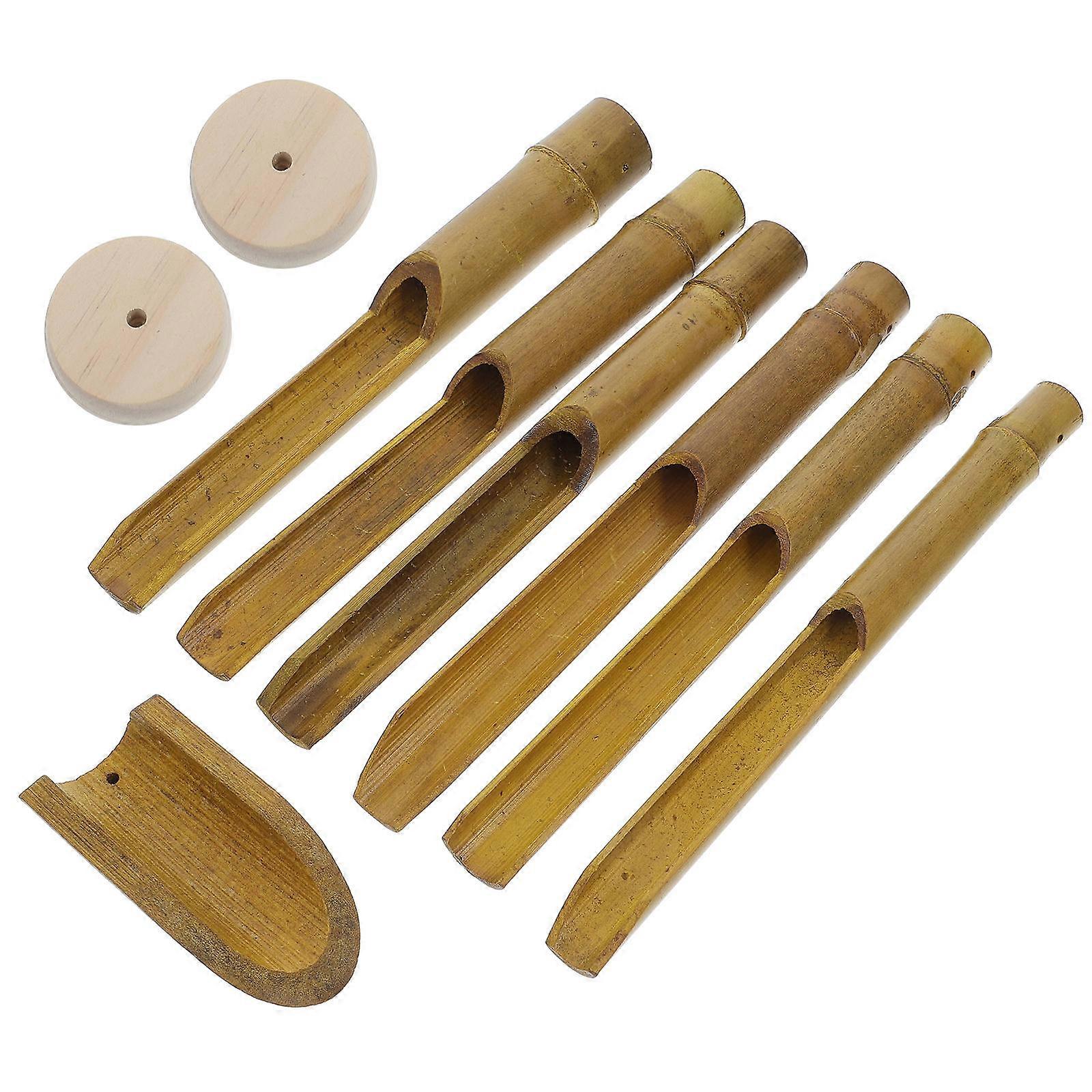 Decorative Wind-Activated Sound Diy Wind Chime Kit With Round Bamboo Tubes For Outdoor Use 1Set