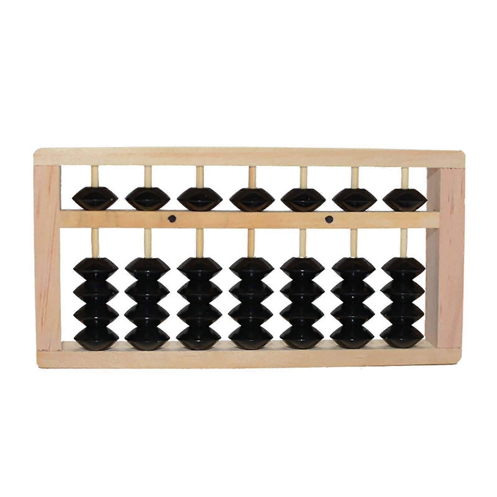 Wooden Abacus for Kids - Portable 7-Column Math Counting Frame Educational Toy with 5 Beads in Black, 1x1x1 inches