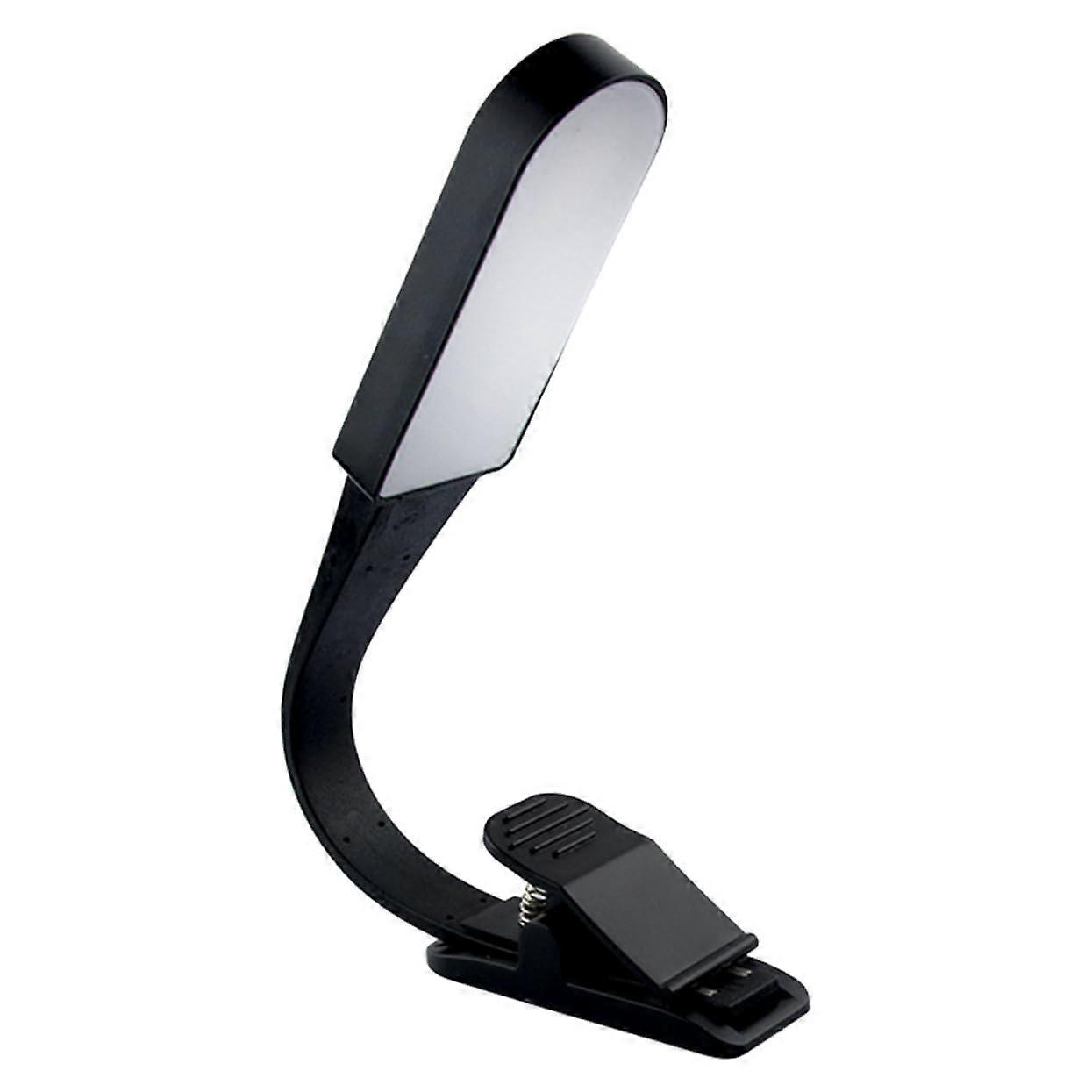 LED Touch Dimming Reading Lamp with Clip, USB Rechargeable, Flexible Neck, Three Light Modes for Books and Desks, Black