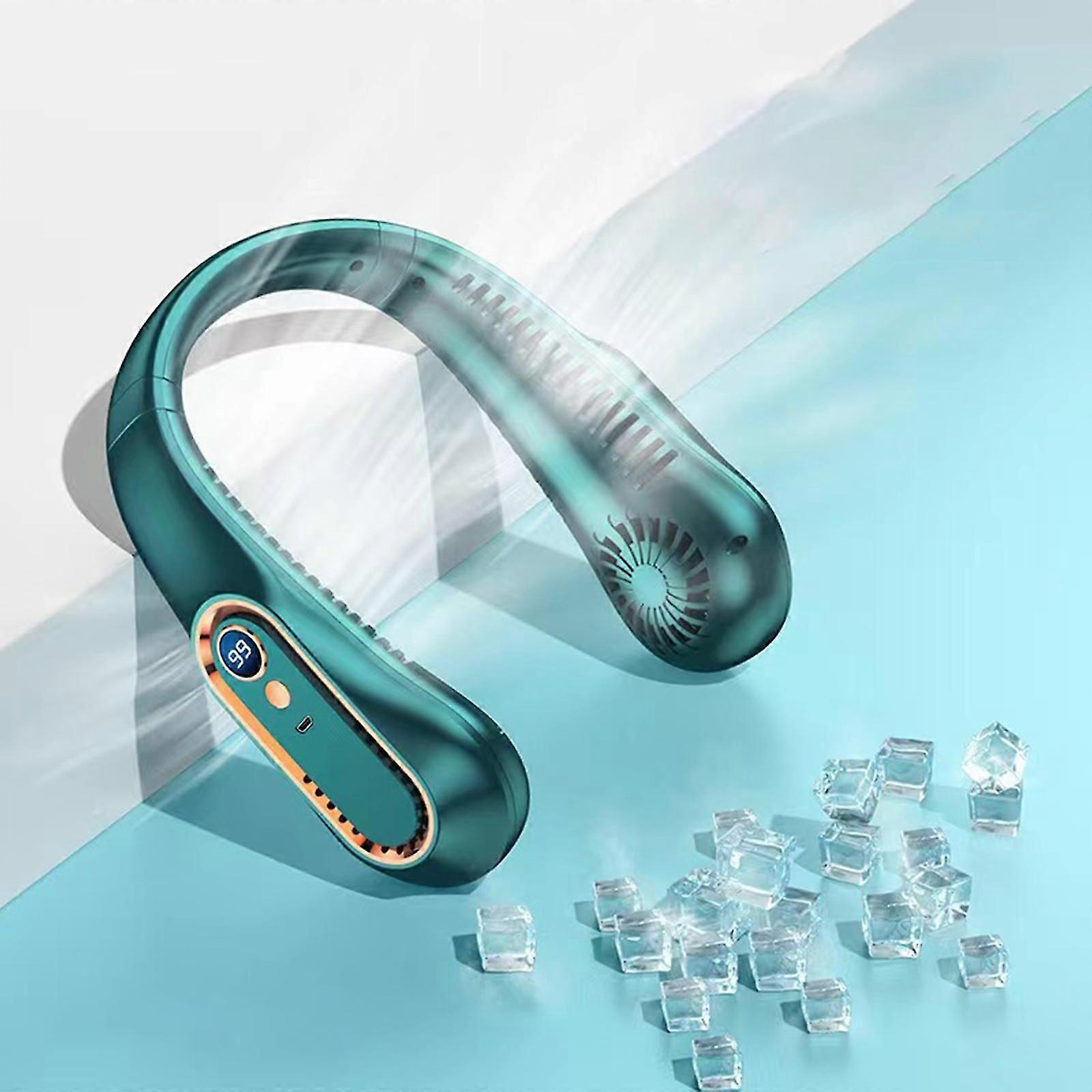 מאוורר צוואר, מאוורר צוואר מתכוונן 5 מהירויות לנשים גברים, לביש קטן ללא ידיים מסך LED מאוורר ללא להב לנסיעות בחוץ