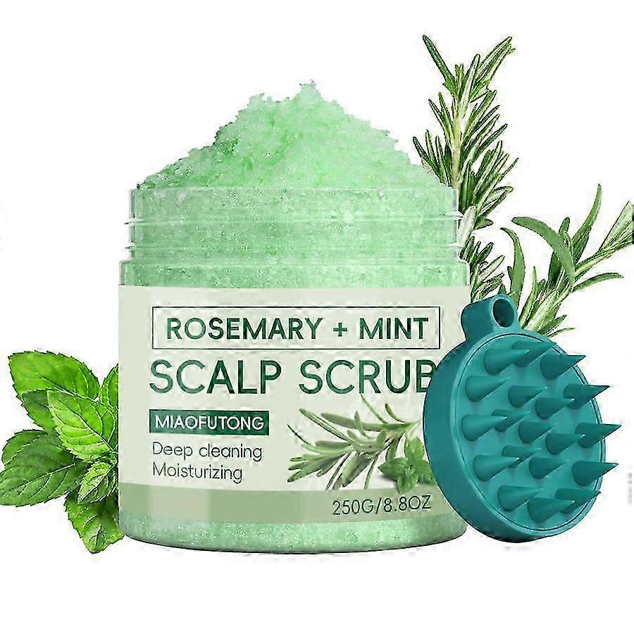 Scalp Scrub, Rosemary Exfoliator Scrub with Peppermint & Sea Salt, Anti-Dandruff Clarifying Exfoliator for Build Up, Itchy Scalp, Oily & Dry Hair with