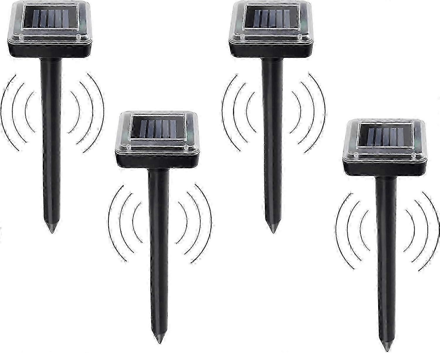 4 Pack Solar Mole Repeller, Ultrasonic Solar Powered Animal Repeller, Waterproofing, Snake Repeller, Mole Repeller For Voles Gophers Rats -CN-AA