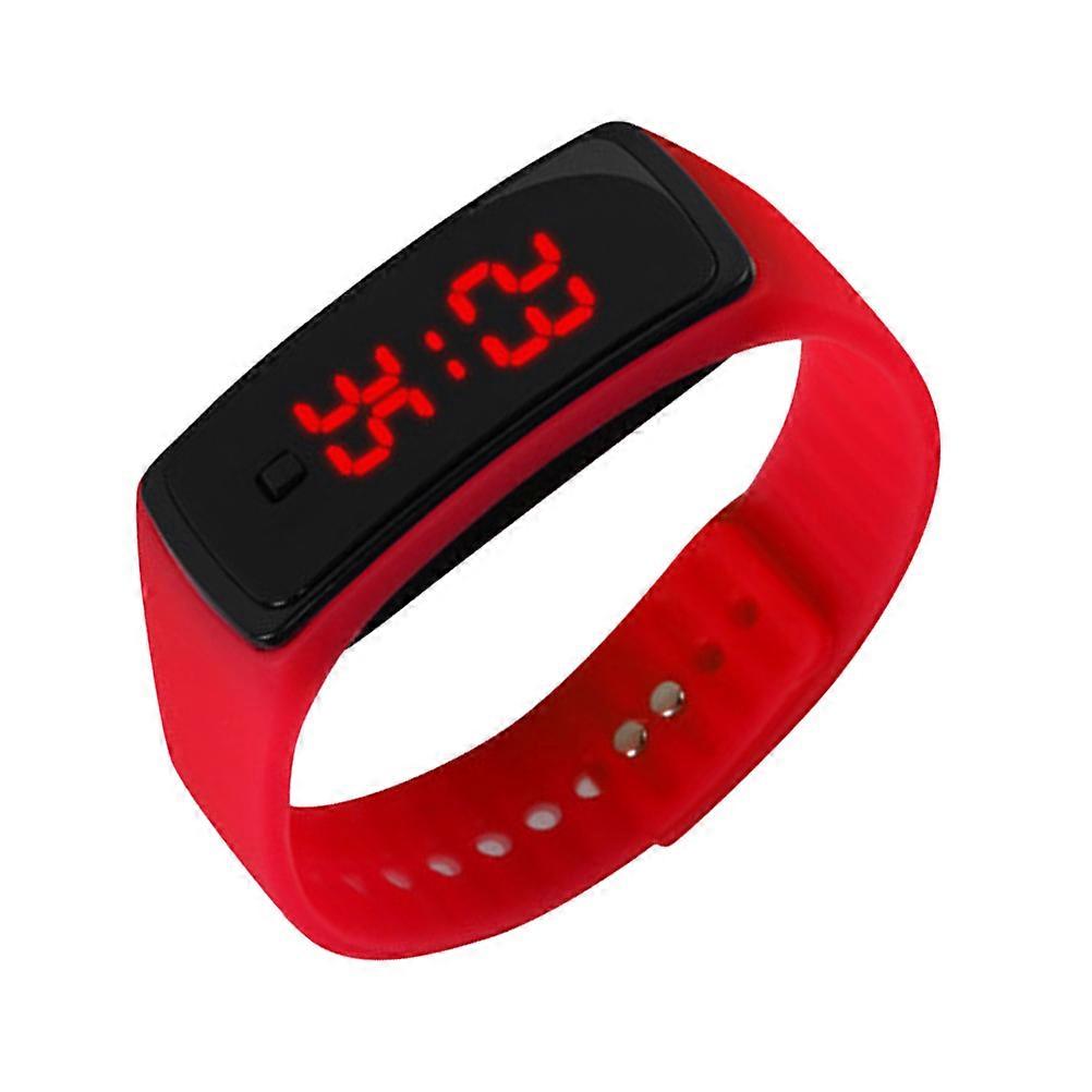 Fashion LED Digital Watch with Silicone Band for Outdoor Use, Unisex Wristwatch with Red Display