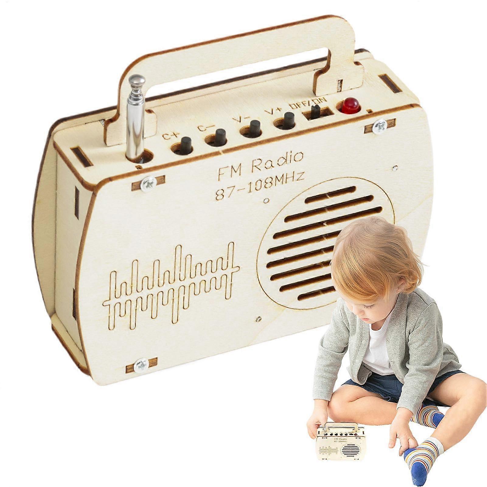 Electronic Building Kit, Wooden FM Radio Kit Wooden FM Radio Colorful Exploration Tools, Students Meeting for Beginners and Teens