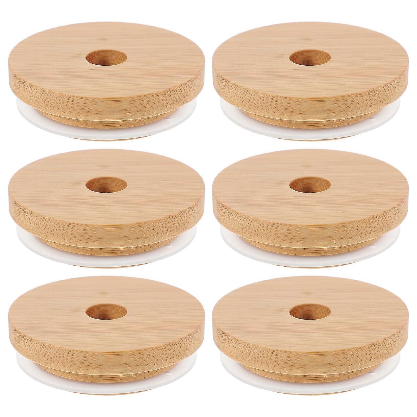 6pcs Mason Jar Lids with Straw Hole Reusable Canning Lids for Mouth Jars, Compatible with Smoothie Cups and Food Storage for Parties