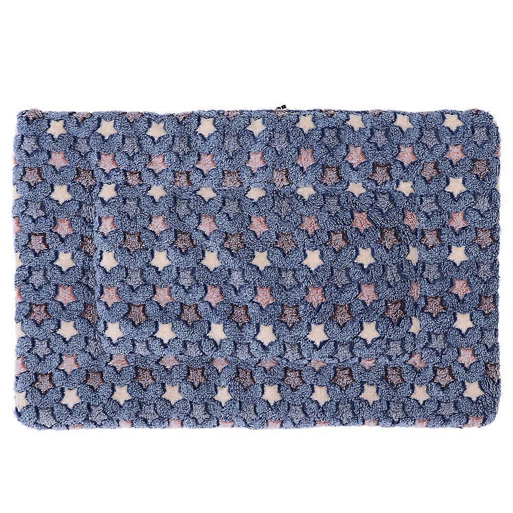 Thickened Winter Pet Mat for Dogs and Cats Warm Sleeping Cushion with Comfortable and Portable Design for Indoor Use Blue Star Pattern