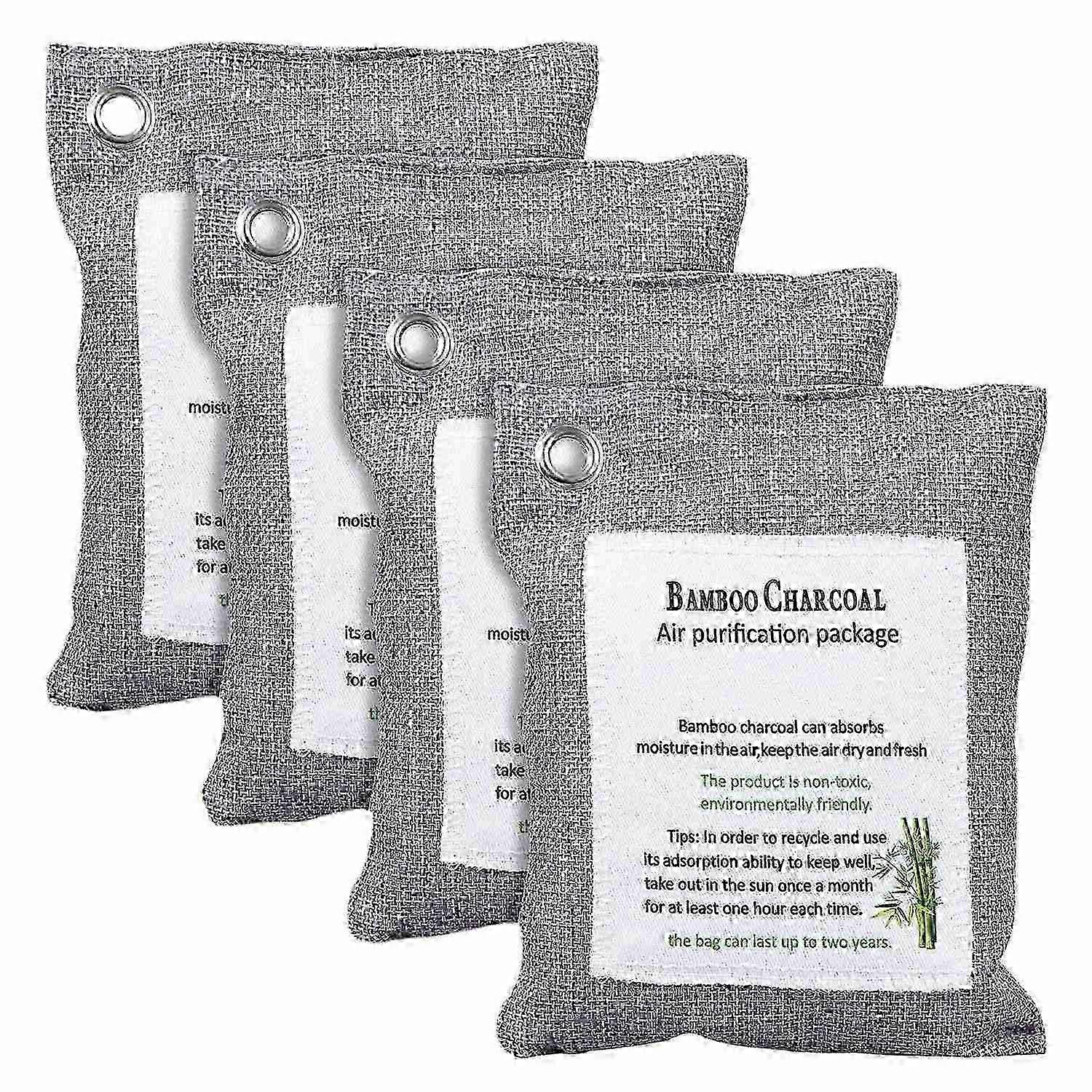 Activated Bamboo Charcoal Bag Odor Remover 200gx4, Air Purifying Bags for Home, Car, Closet, Shoes js