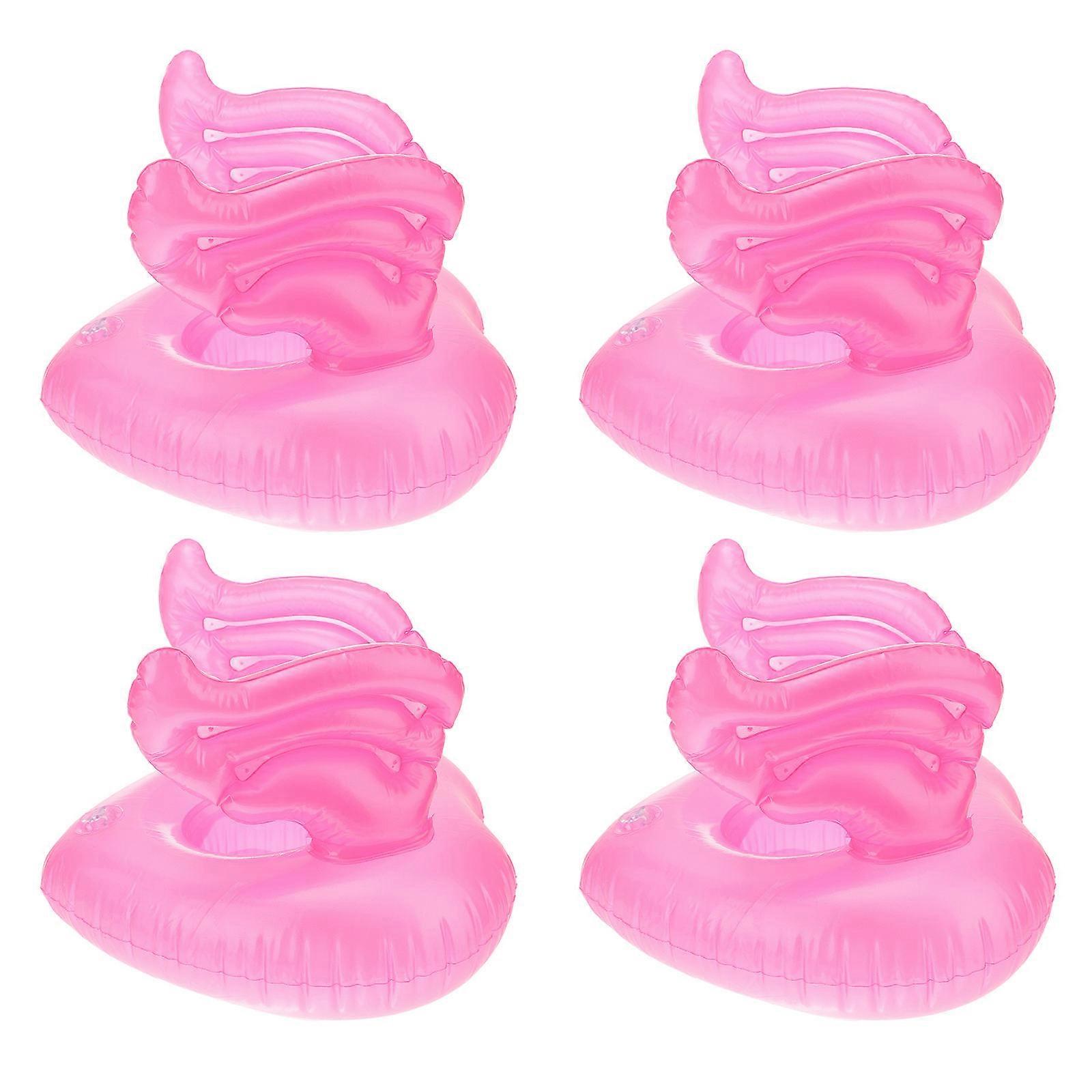 Swimming Pool Cup Mats Inflatable Angel Shape Pink 9.8×9.8×3.9in 4Pcs