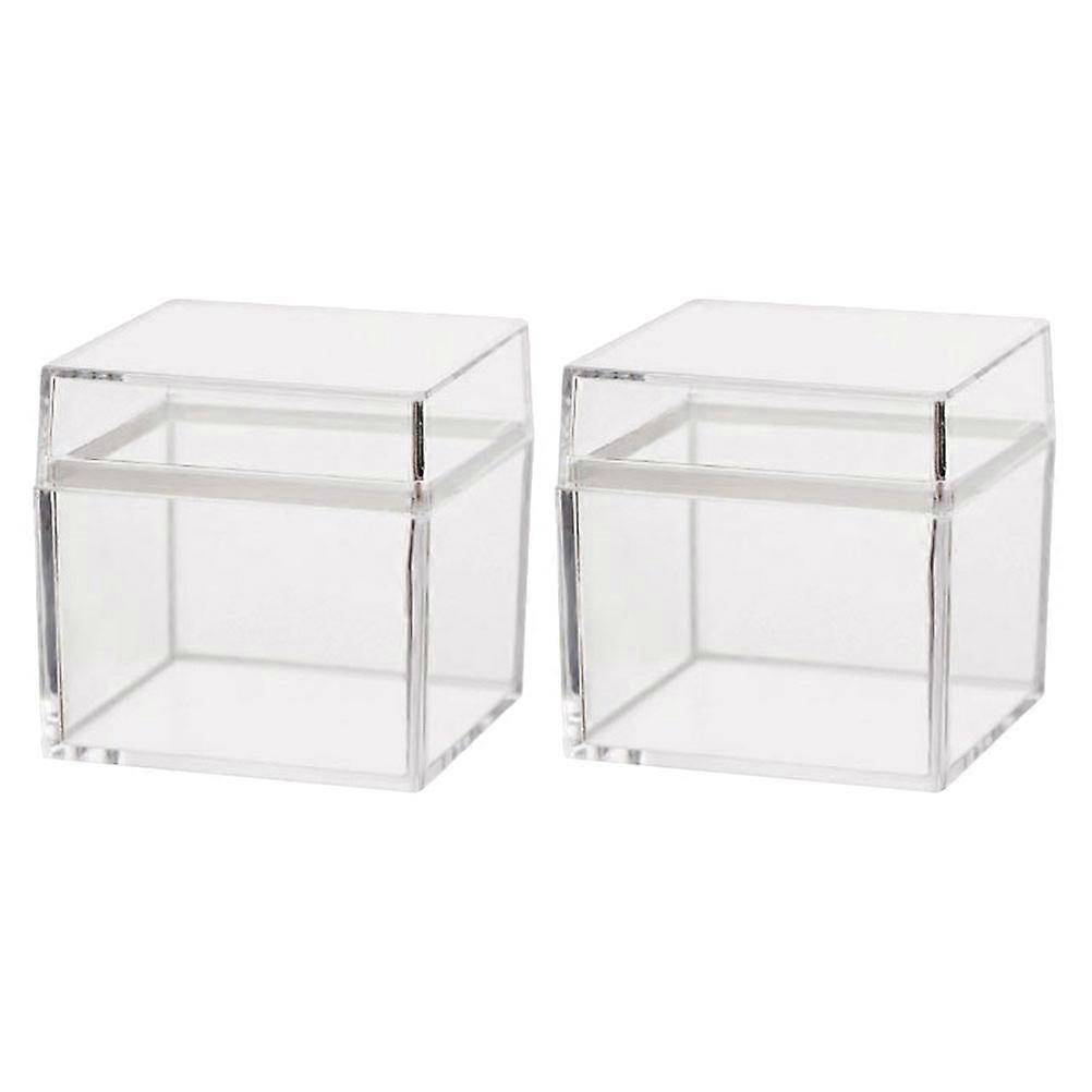 Transparent Packing Box Clear Display Container Storage For Candy Box 8x8x8cm Flipped Lid Design 2Pack