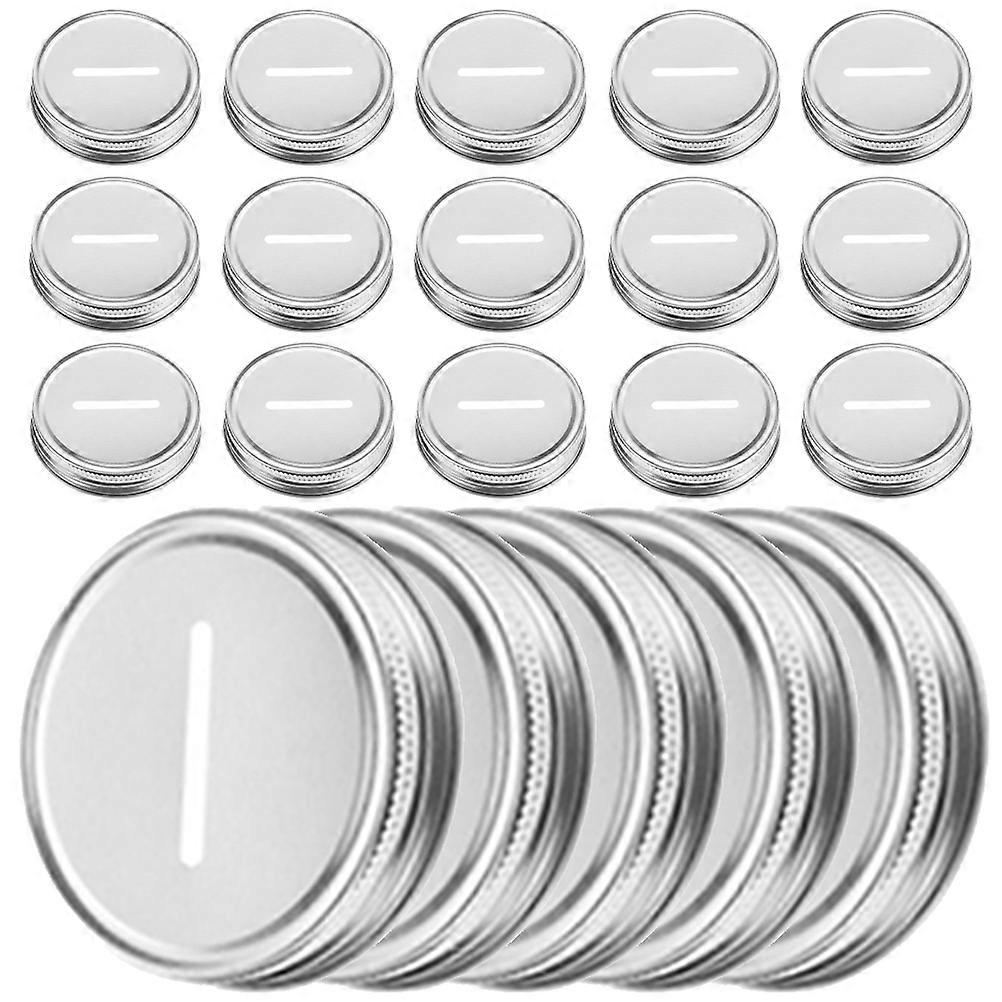 20 stk Blikk Mason Jar Lokk Solide Tetningshetter For DIY Sparegris & Håndterte Vannglass Sølv Lufttett Beskyttelse for Mynter og Matoppbevaring