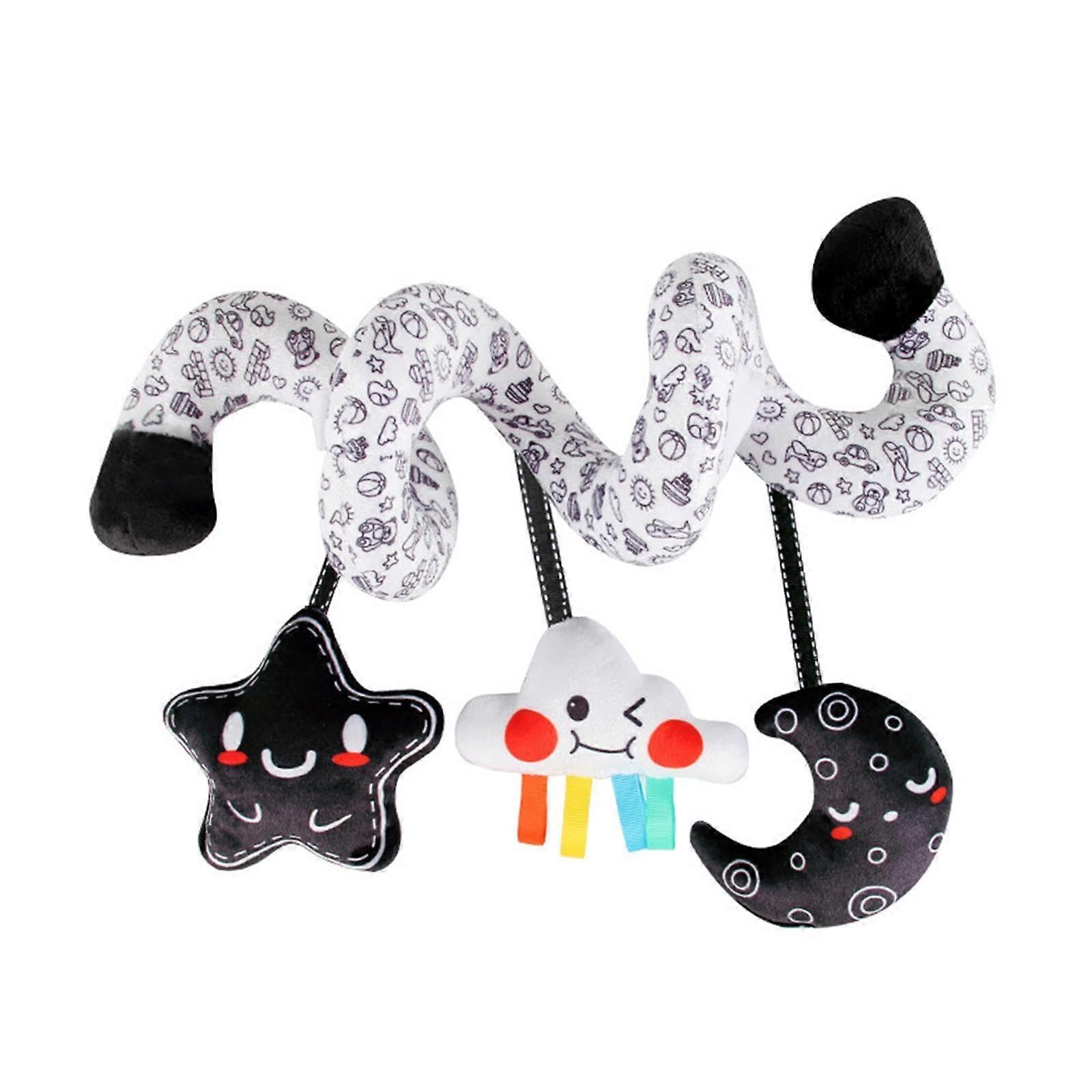 Spiral Seat Sensory Toy Hanging Rattle Ornament for Shower Infant, Black and White