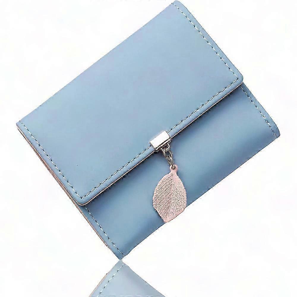 Compact Blue Leather Credit Card Holder
