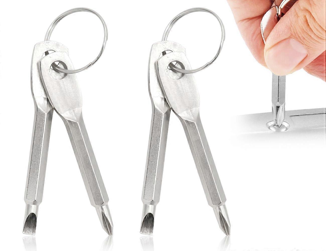 Mini Screwdriver, Multifunctional Keyring, 4-Pack Portable Phillips And Slotted Screwdrivers, 2-Set Tool Kit