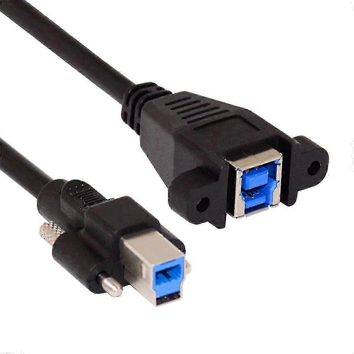 Dobbelte fingerskruer USB 3.0 forlængerkabel til bagpanelmontering - B han til hunstik, 0,5 meter langt for nem tilslutning