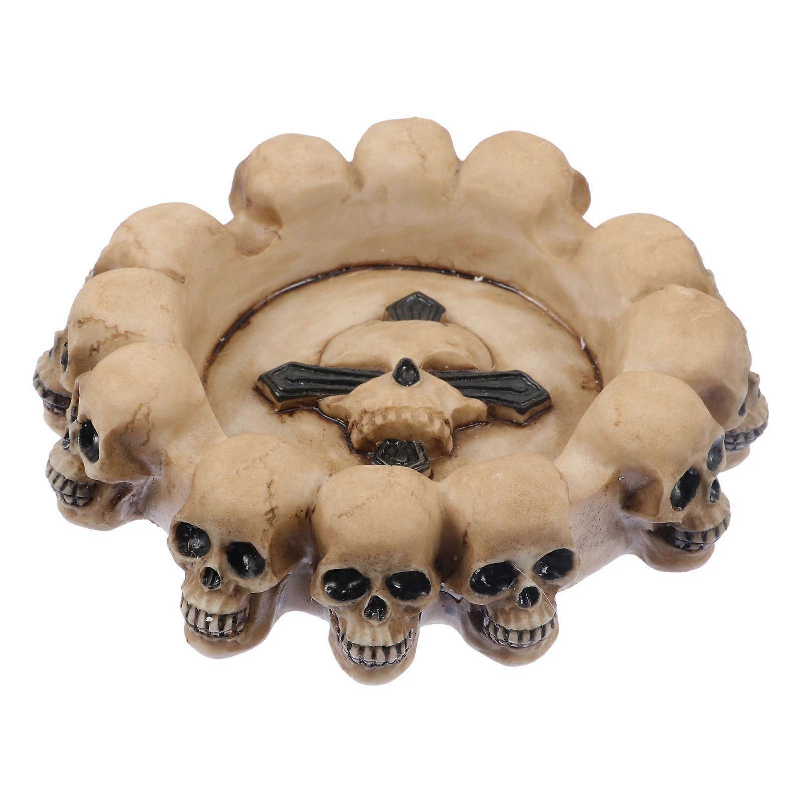 Coffee Table Decor Skull Ashtray Retro Color 11X11X2.5CM Resin 1Pcs