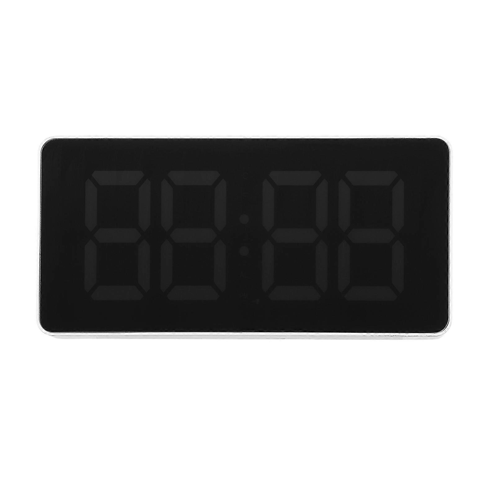Red LED Mirror Surface Digital Alarm Clock for Home with Adjustable Brightness, Portable Design