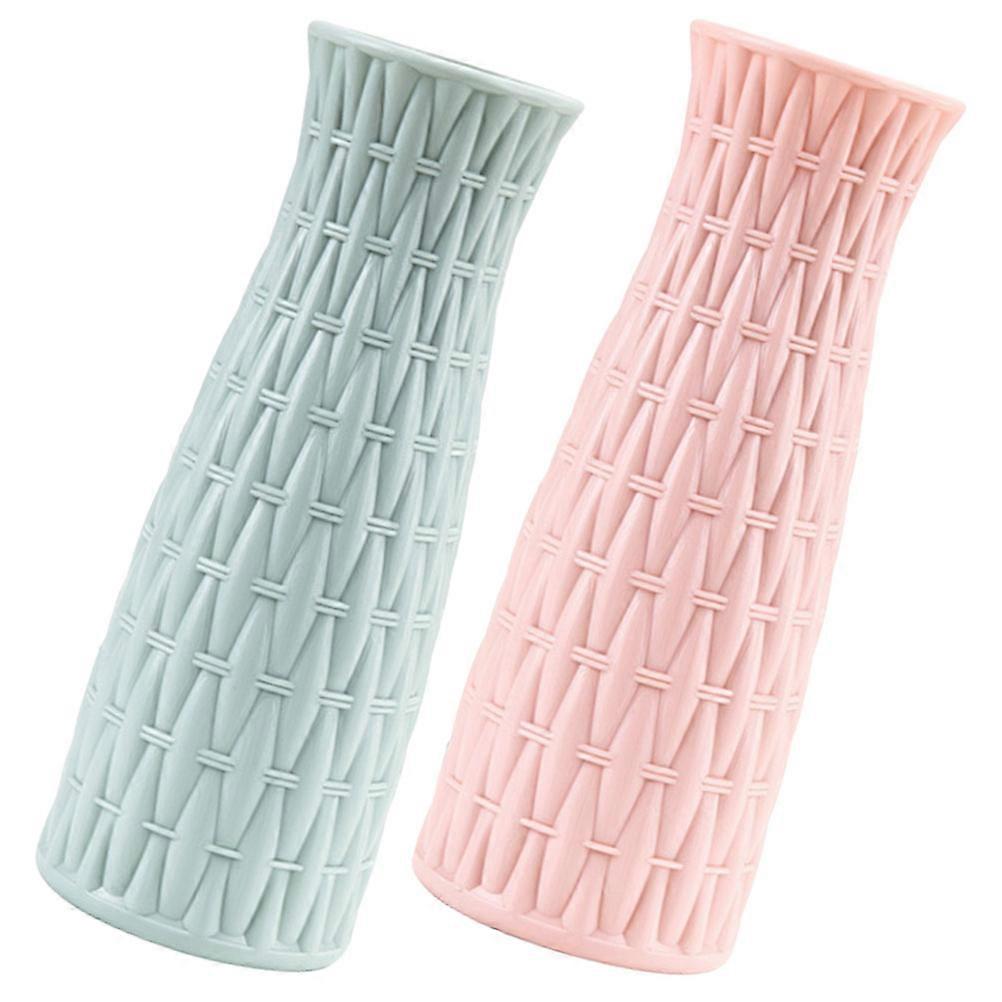 2pcs Imitation Rattan Woven Desktop Vase for Flowers – Elegant Decorative Vases for Home or Dorm, Creative Design, Smooth Surface, Easy to Clean,