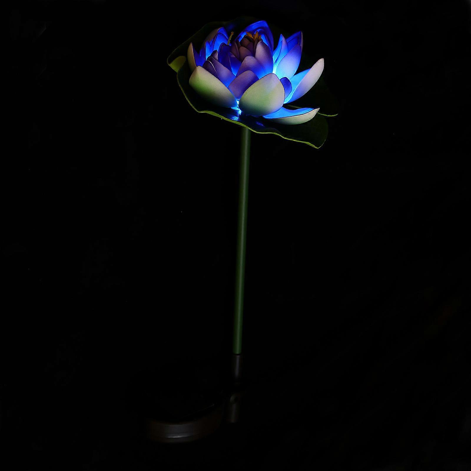 Blue Solar-Powered Lotus Decorative Lights for Garden and Indoor Use Stake Lights Charmingly Add