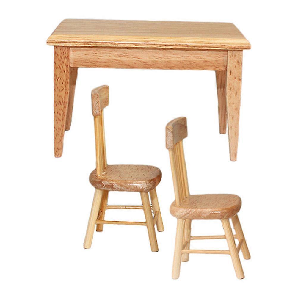 Khaki Mini Table and Chair Set for Decoration Easy to Store Mini House Landscape Decor