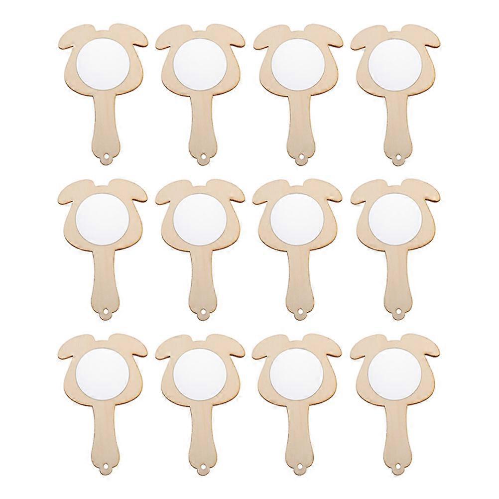 12Pcs Handcrafted Kids Mirrors for DIY Craft Projects with Synthetic Material Beige Color