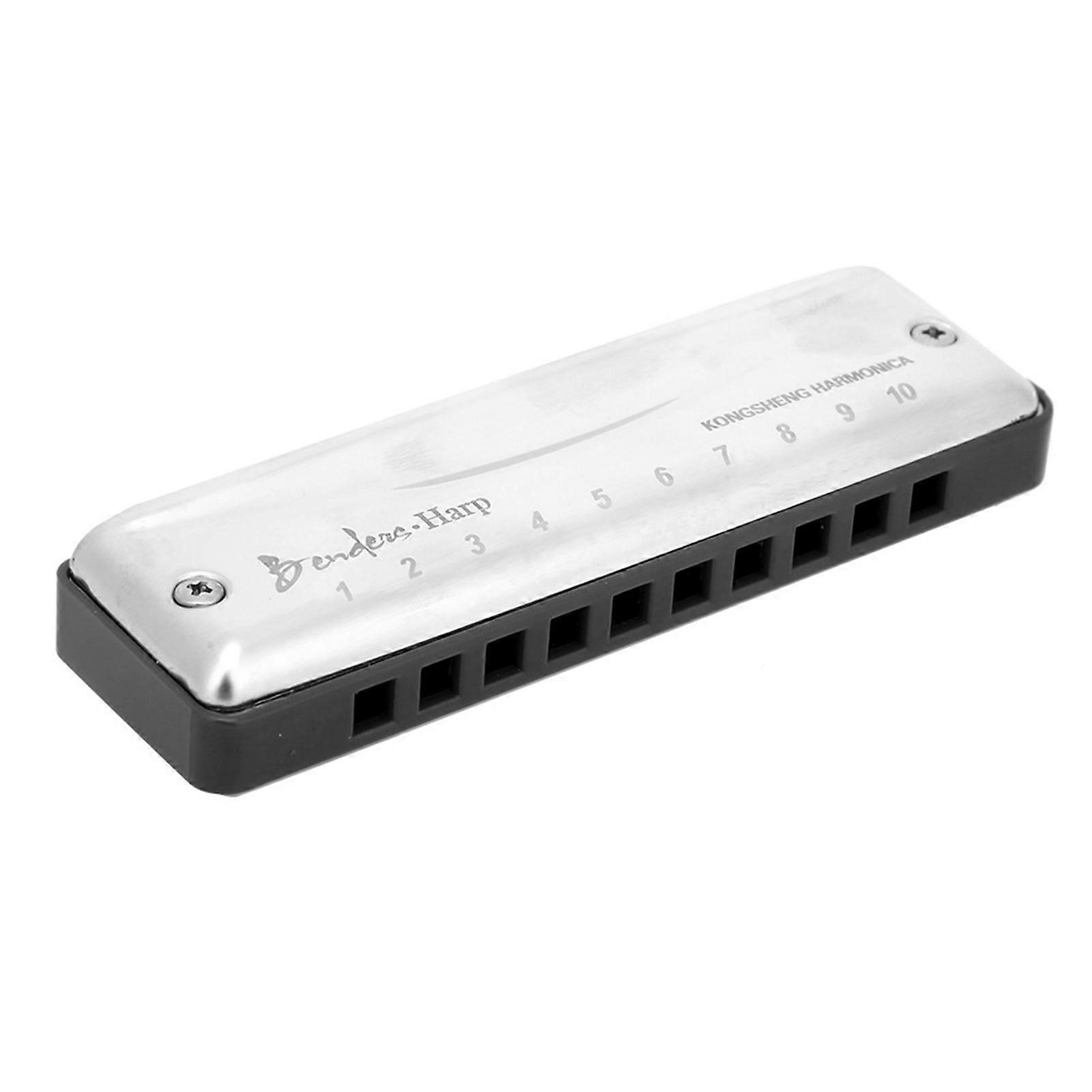 Blues Harmonica 10‑Hole Mouthorgan B Key Portable Beginner Gift High Gloss Waterproof(Black )
