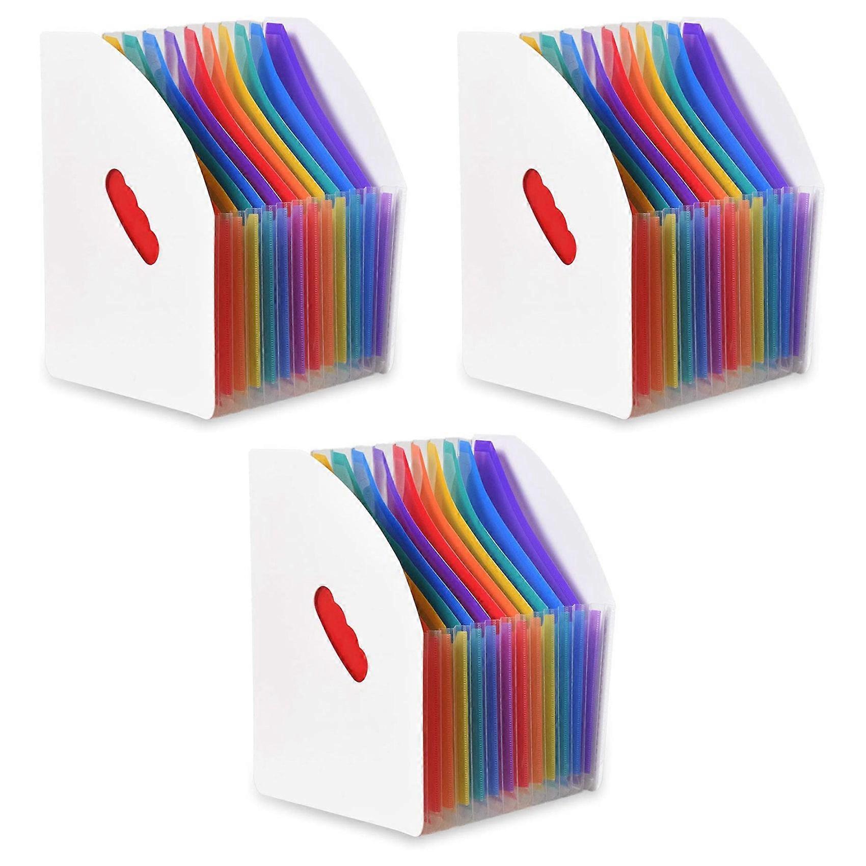 3X Expanding File Holder Folder Standing A4 Vertical File Organizer Magazine Basket Desktop 13 Pocke