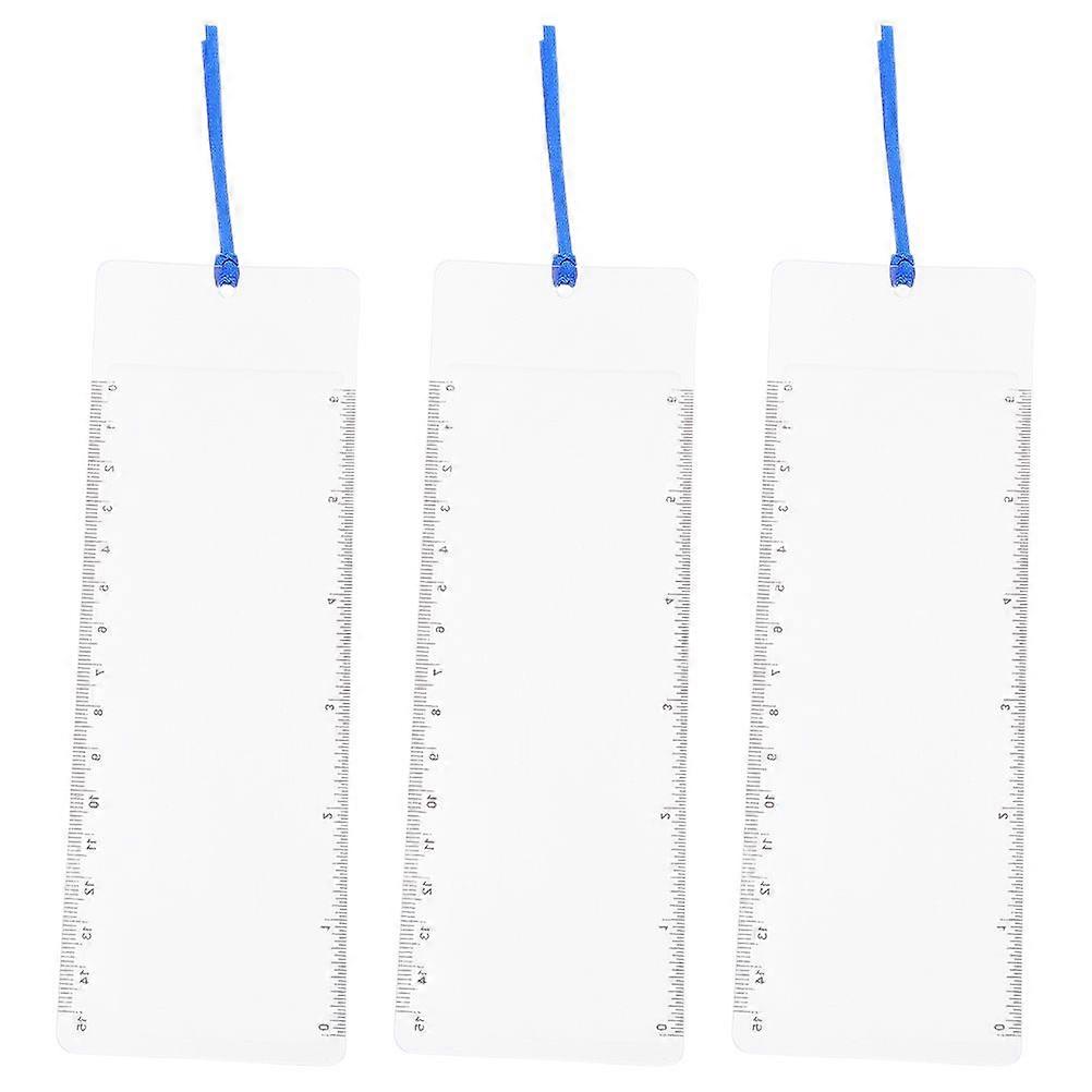 3pcs 3x Bookmark Magnifying Card Pocket Size Plastic Fresnel Lens And Ruler For Reading Menus The Bible Labels And Small Texts