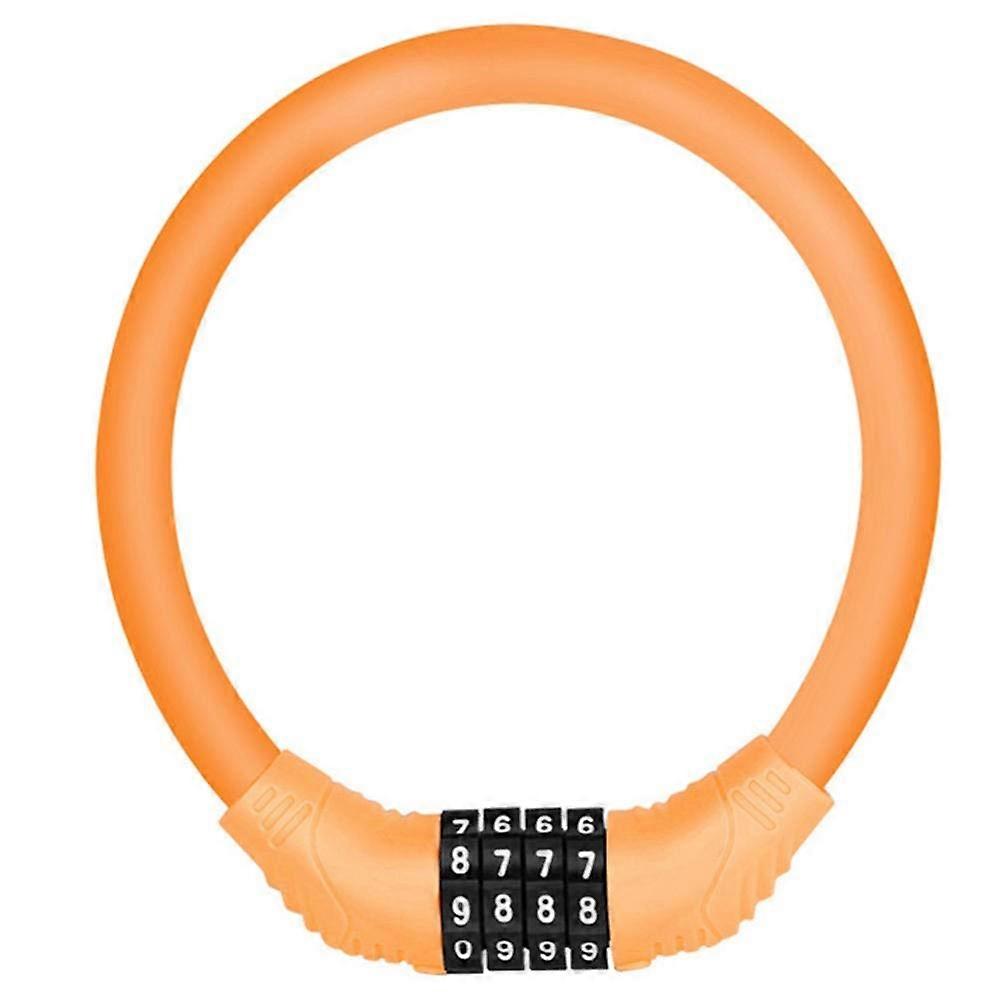 Bicycle lock, Portable mountain bike fourdigit password code cycling mini zinc alloy universal antitheft lock ring cable (Yellow)