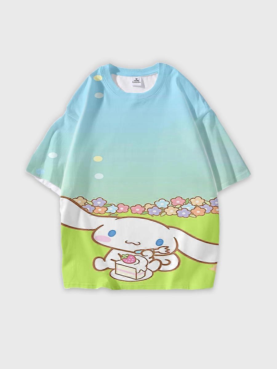 T-shirt round neck Cartoon Pattern loose short sleeve E2335
