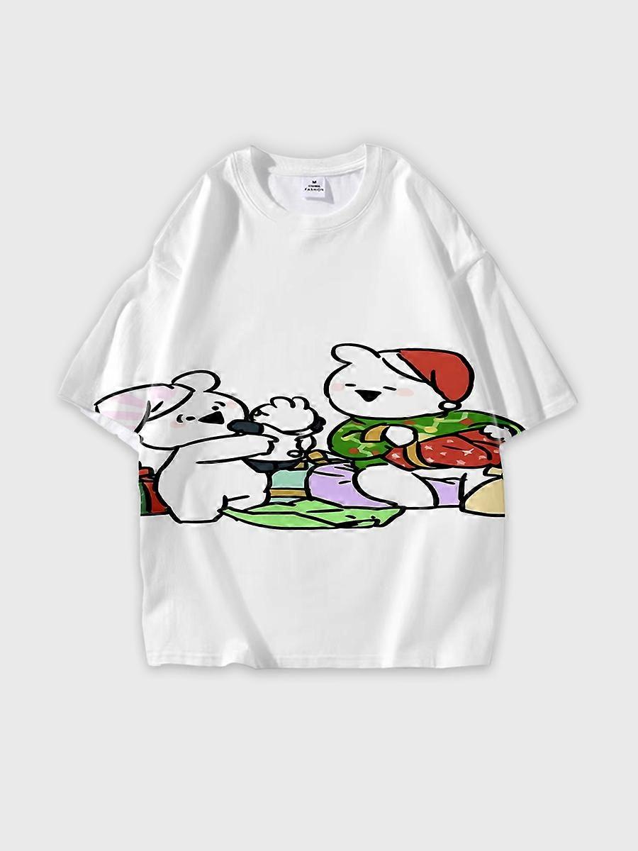 T-shirt round neck Cartoon Pattern loose short sleeve K607