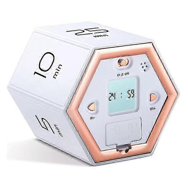 Hexagonal reversible timer with silent and alarm function, kitchen timer, easy to use.