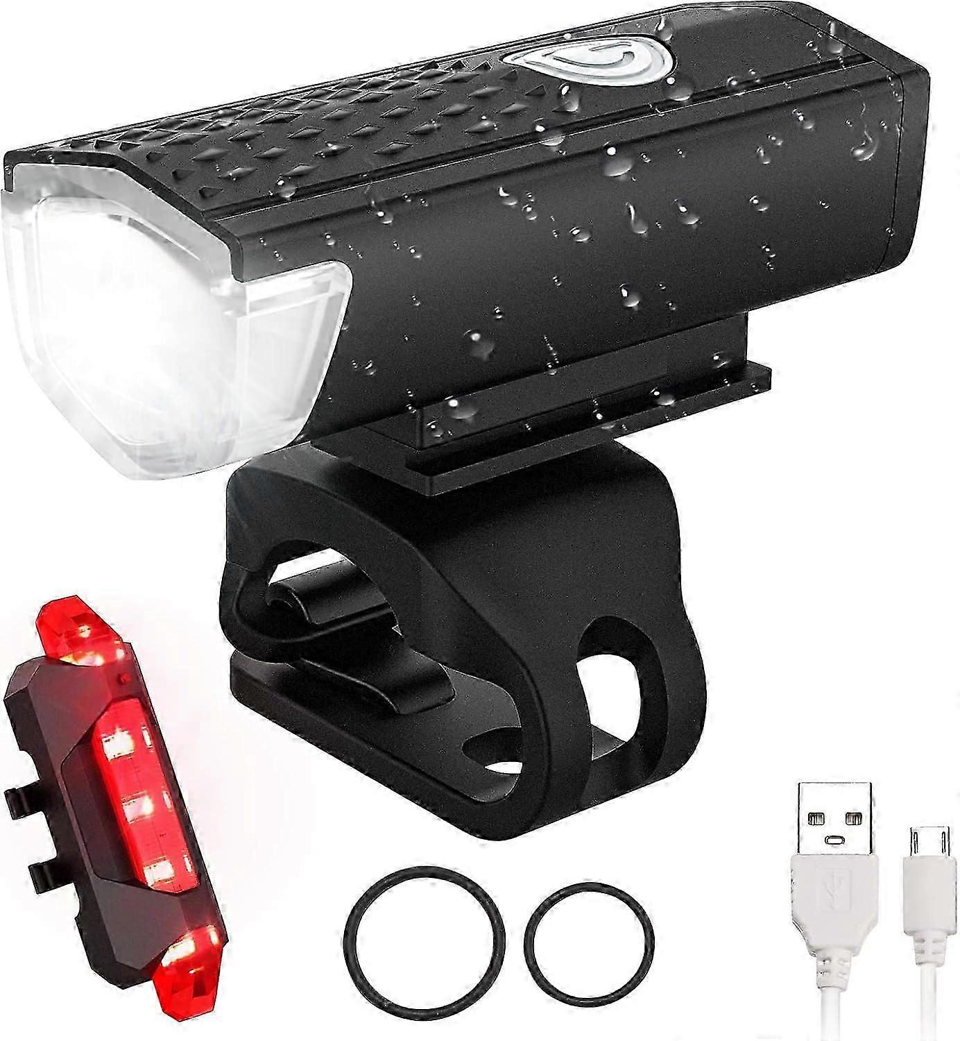 Sykkellys,USB oppladbart LED-sykkelfrontlys,Vanntett oppladbart sykkellyssett foran 5 sykkellysmoduser,Sykkellyssett for alle sykler