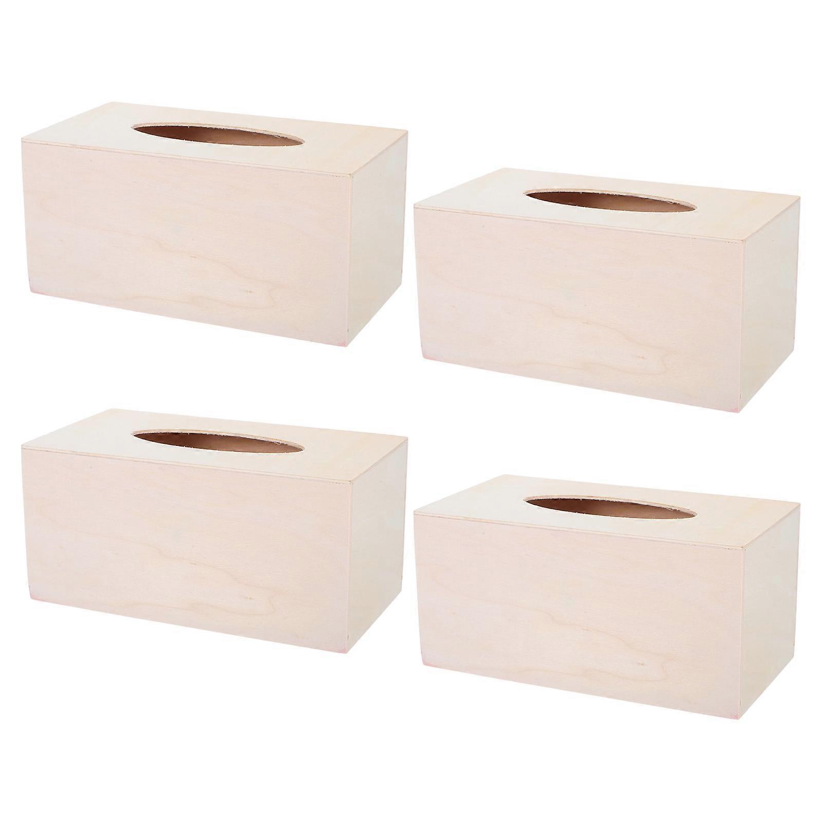 4pcs DIY Blank Tissue Box Covers, Clay Craft Materials for Smooth Surface Napkin Holders, Home and Hotel Decor Crafting Projects