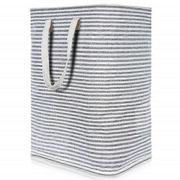 Foldable waterproof fabric laundry hamper with large capacity.