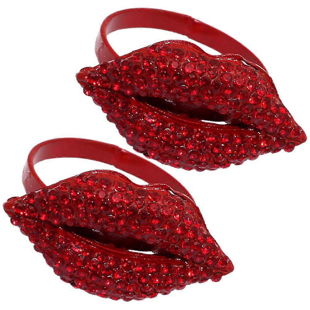 Red Alloy Napkin Rings Set for Dining Table Decor Romantic Design Perfect for Valentine’s Day 2pcs