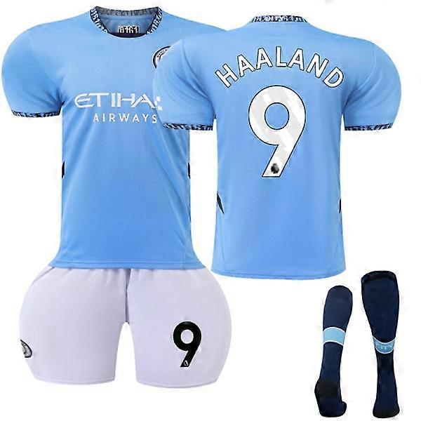 2024-2025 Manchester City home kids football kit, #9 HaalandB 22.