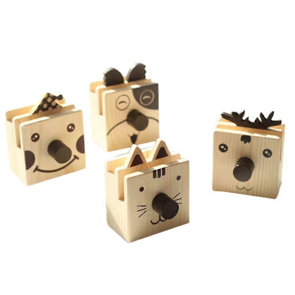 Multifunctional Pen Spectacle Holder Wood Eyeglass Pencil Rack Cartoon Spectacle Phone Display Stand Unique Desktop Organizer (Ramdom Pattern)