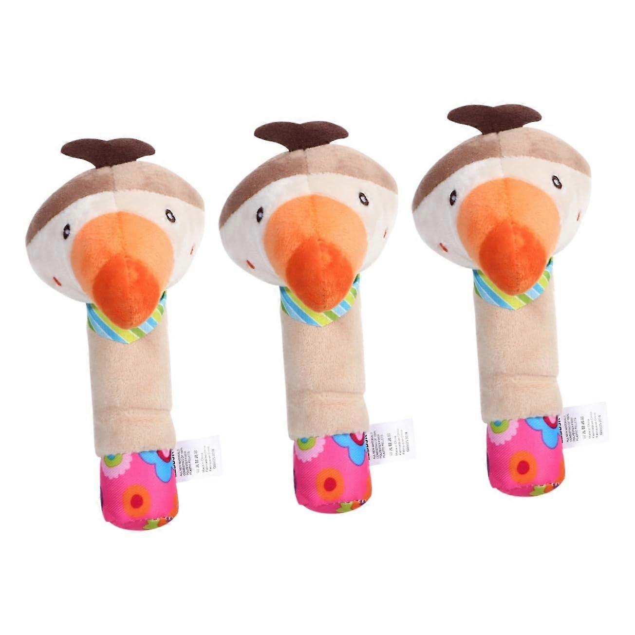 Bb-stick Animal Toy Pack of 3 Soft Ring Rattle Plush Toddler Crib Hanging Toys 15x7x2cm Suitable for Infants