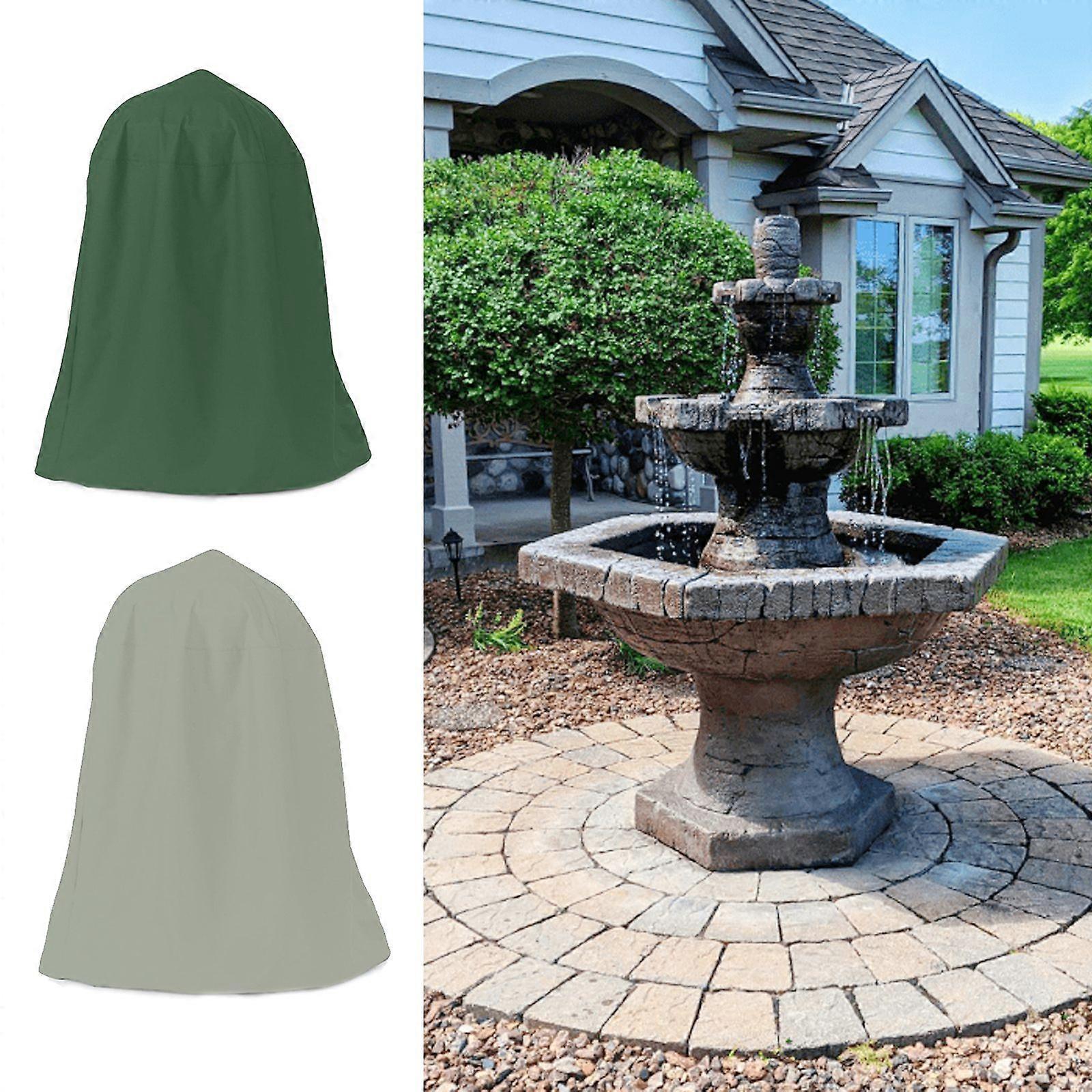Garden Fountain Statue Protective Cover Silver Coated Oxford Cloth Waterproof Windproof Fountain Protector