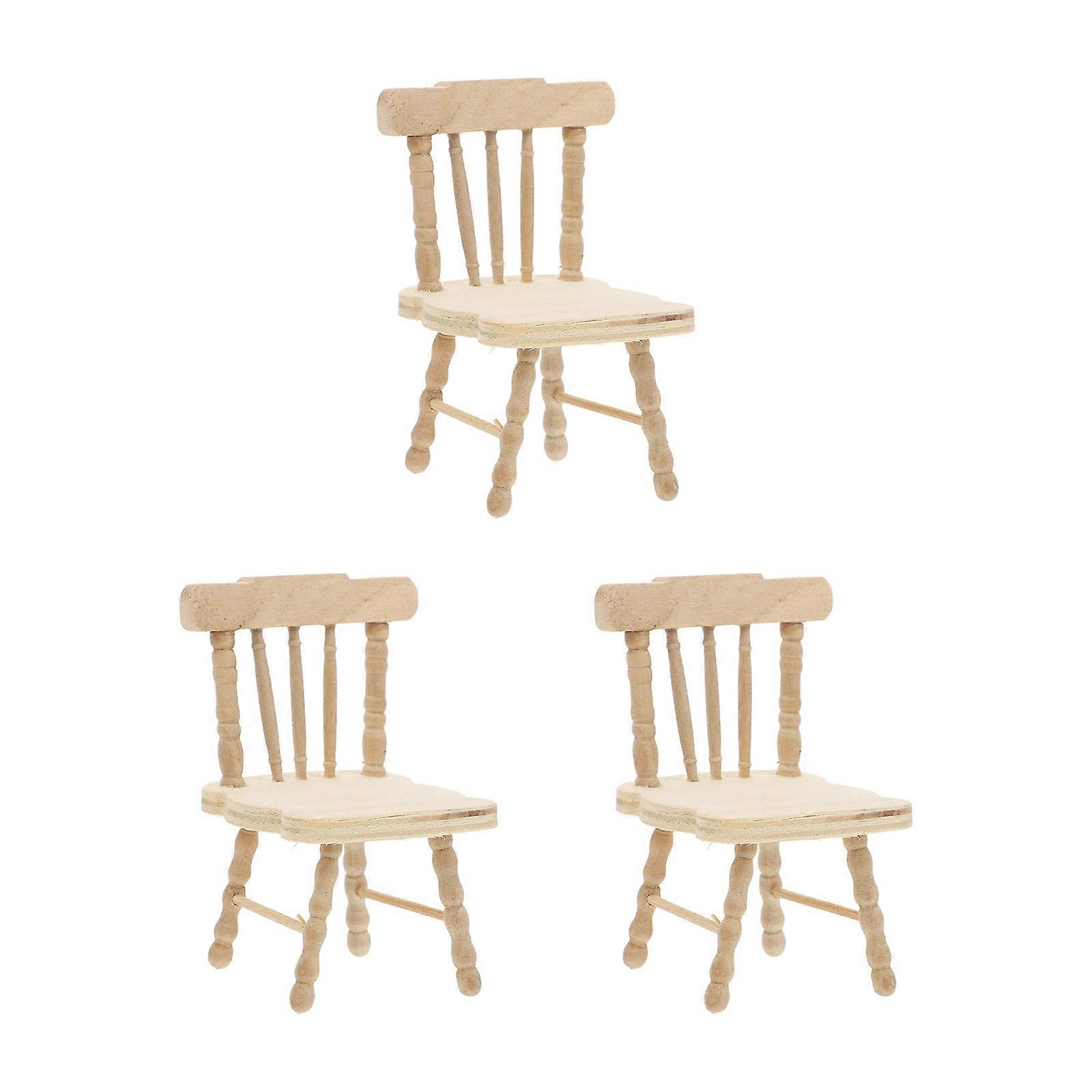 Vintage Miniature Chair Dollhouse Mini Furniture For Dollhouse Synthetic Material Classical 3.14X1.97X1.77Inch 3Pcs