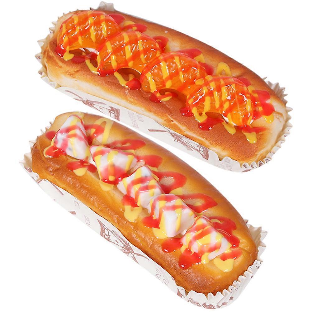 Fake Food Model 2Pcs Realistic Bread Ornament Photography Prop Tabletop Light Brown 16X7X5.5Cm