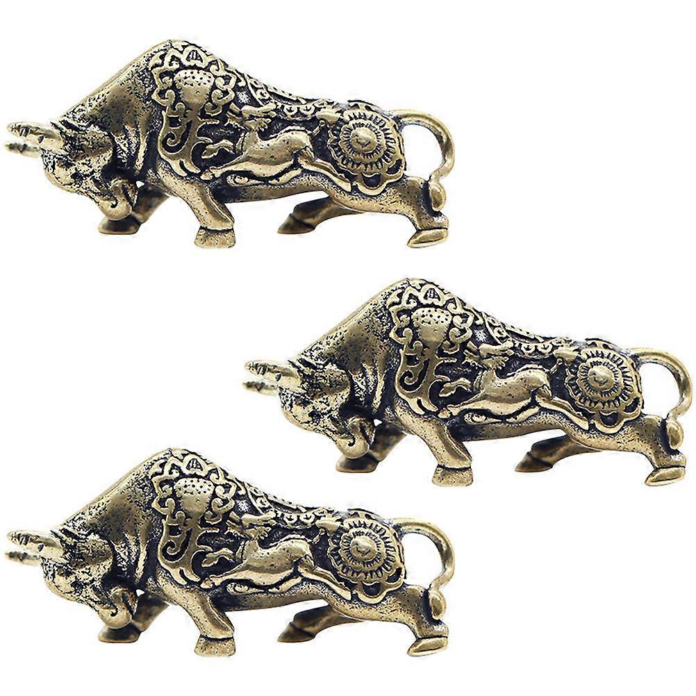 Creative Ox Shaped Key Ring Accessory For Friends Families Daily Use 3Pack Ornamental Style