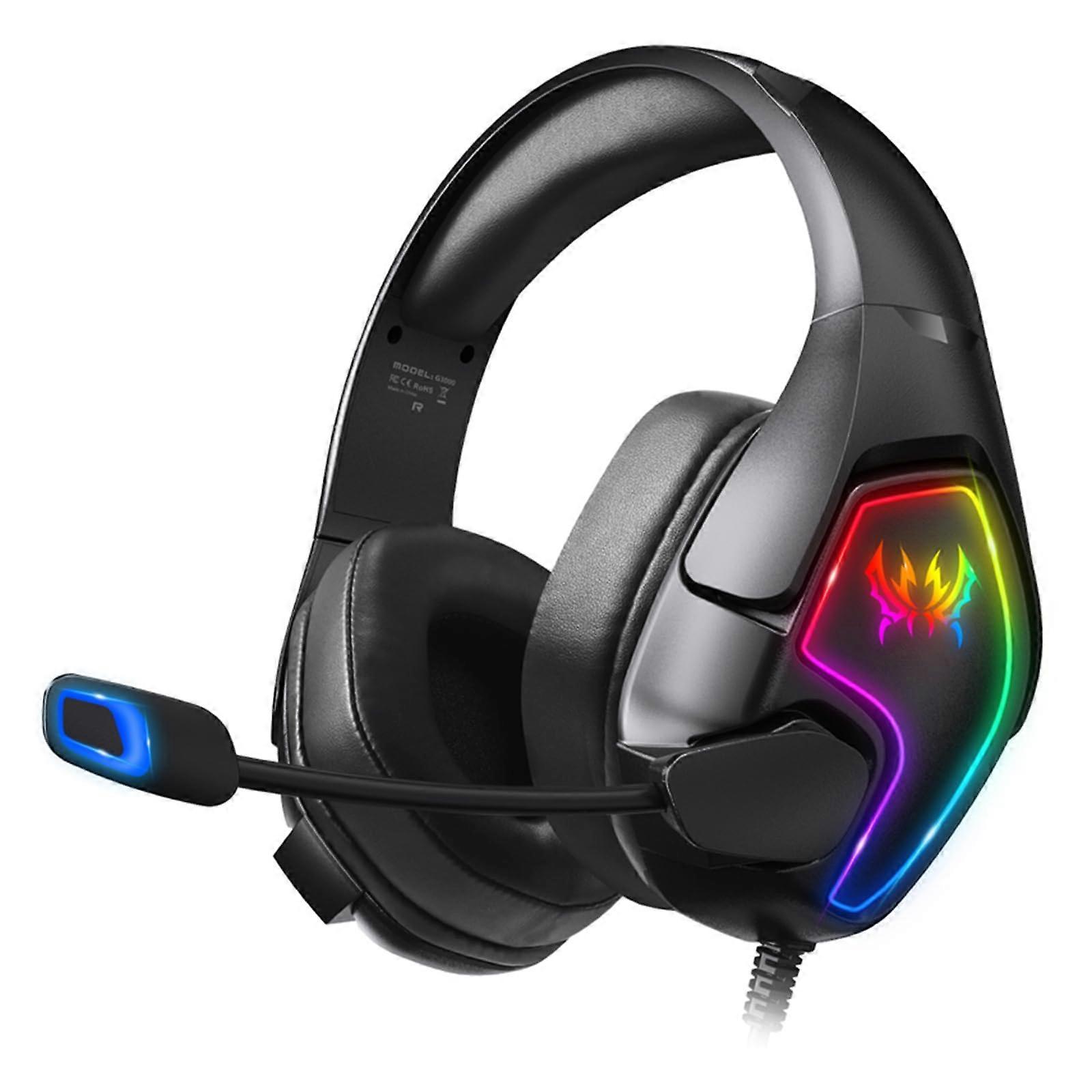 G3000 3.5mm RGB LED Over-Ear Gaming Headset with Microphone, Noise Cancelling, Volume Control for PS5, PS4, PC