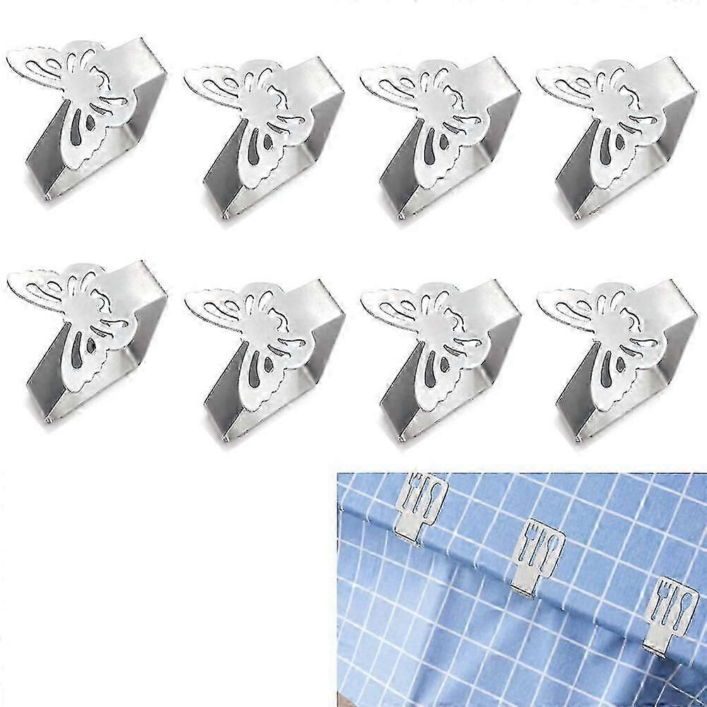8PCS (Silver Butterfly) Table Cloth Clip, Adjustable Table Cloth Clip, Table
