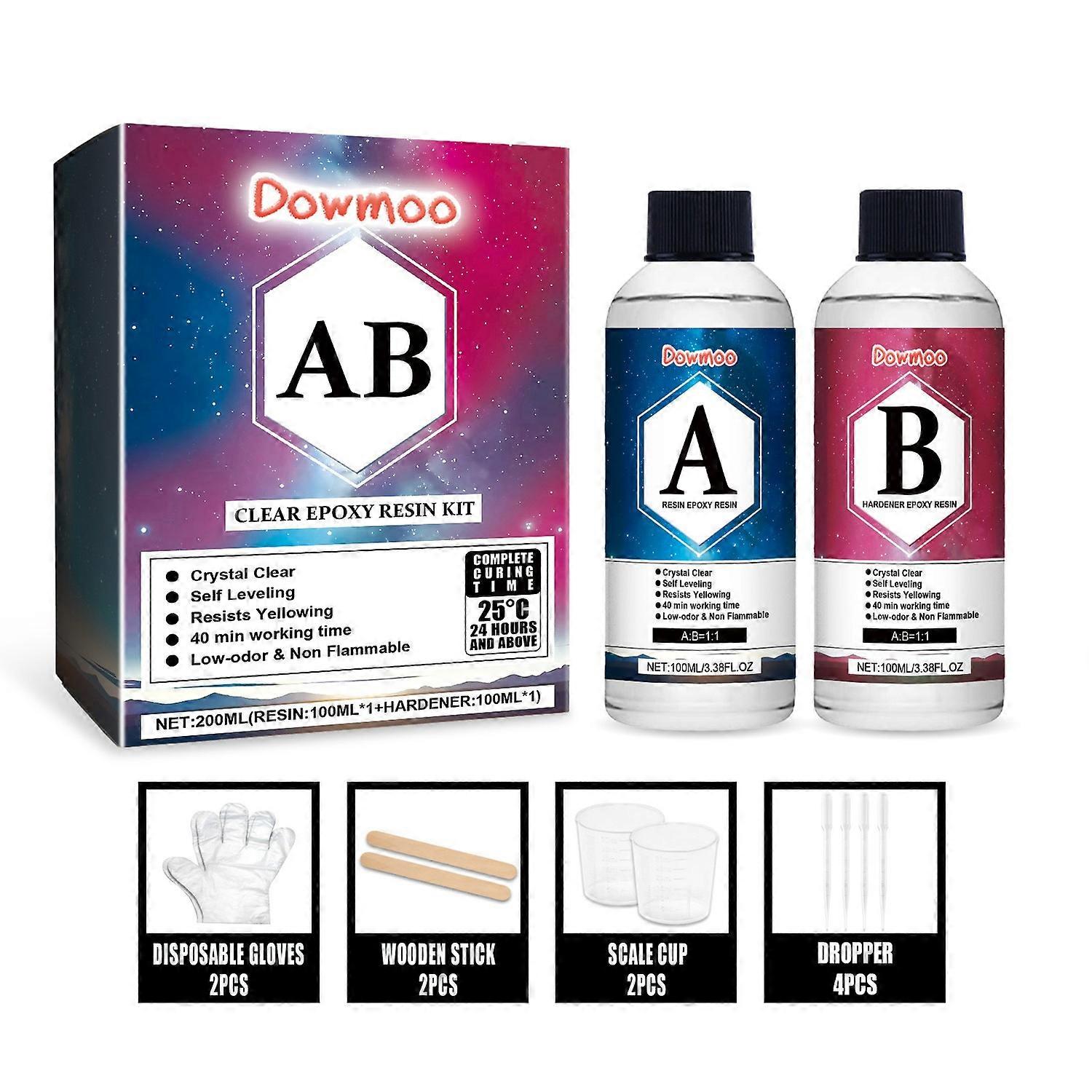 Dowmoo casting crystal clear epoxy resin kit crystal drop glue transparent yellowing resistant epoxy