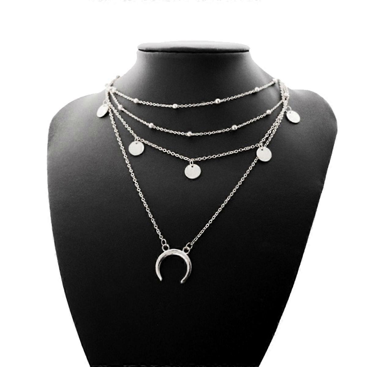 Multi Layer Necklace with Fine Workmanship for Women in Silver Alloy Suitable for Any Occasion 7 Layers